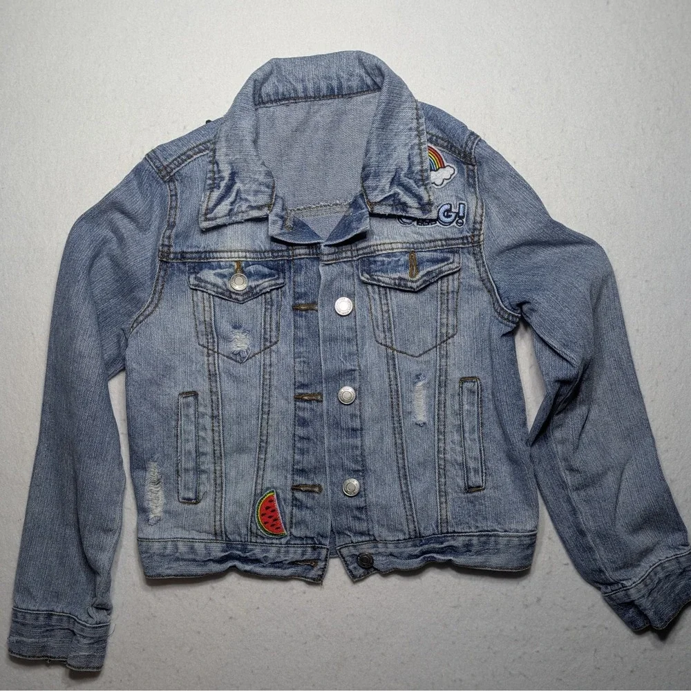 Imperial Star Denim Jacket w Patches Light Wash Size Medium